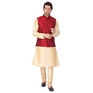 royal kurta men39s silk blend kurta pyjama with stylish nehru jacketwaistcoat