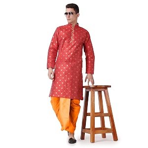 Royal Kurta Mens Silk Blend Printed Kurta