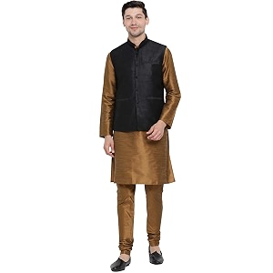 royal kurta men39s silk blend kurta pyjama with stylish nehru jacketwaistcoat