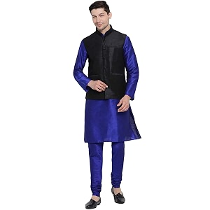 royal kurta men39s silk blend kurta pyjama with stylish nehru jacketwaistcoat