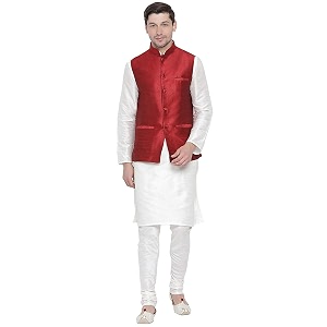 royal kurta men39s silk blend kurta pyjama with stylish nehru jacketwaistcoat