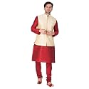 Royal Kurta Men's Silk Blend Kurta Pyjama with Stylish Nehru Jacket/Waistcoat