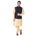 Royal Kurta Men's Silk Blend Kurta Pyjama with Stylish Nehru Jacket/Waistcoat