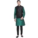 Royal Kurta Men's Silk Blend Kurta Pyjama with Stylish Nehru Jacket/Waistcoat