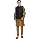 Royal Kurta Men's Silk Blend Kurta Pyjama with Stylish Nehru Jacket/Waistcoat