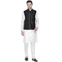 Royal Kurta Men's Silk Blend Kurta Pyjama with Stylish Nehru Jacket/Waistcoat