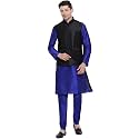 Royal Kurta Men's Silk Blend Kurta Pyjama with Stylish Nehru Jacket/Waistcoat