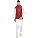 Royal Kurta Men's Silk Blend Kurta Pyjama with Stylish Nehru Jacket/Waistcoat