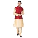 Royal Kurta Men's Silk Blend Kurta Pyjama with Stylish Nehru Jacket/Waistcoat