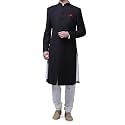 Royal Kurta Men39s Suiting Kneelong Black Bandhgala