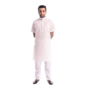 Royal Kurta Mens Linen Half Sleeved Long