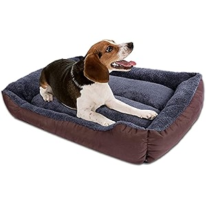 royal pets cart washable dog bed large size  soft pet bed for dogs fiber cushion grey amp brown 68 x 53 x 22 cm