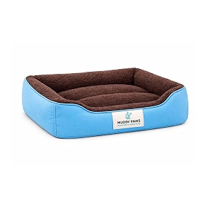 royal pets cart washable dog bed xxl size  soft pet bed for dogs fiber cushion blue amp brown 95l x 73w x 22h cm