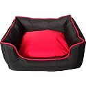 Royal Pets Cart Polyester Dog Bed &amp; Cat Bed Red &amp; Black Color Sofa Style Anti-Skid Bottom &amp; Machine Washable(Reversible)-Small