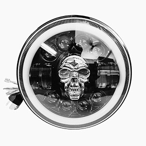 royal piston smart led 734 diamond-cut headlight  75-110w latest 2023 cree led h4 plug amp play compatible with royal enfield thar gypsy skull headlight