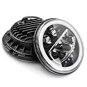 Royal Piston Smart LED 7" Diamond-Cut Headlight | 75-110W Latest 2023 CREE LED H4 Plug &amp; Play Compatible With Royal Enfield, Thar, Gypsy (5 Star Headlight)