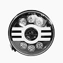 Royal Piston Smart LED 7" Diamond-Cut Headlight | 75-110W Latest 2023 CREE LED H4 Plug &amp; Play Compatible With Royal Enfield, Thar, Gypsy (Trishool Headlight)