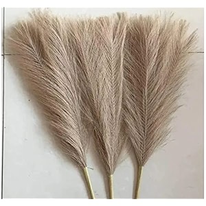 royal sapphire 3 pcs faux pampas grass small fluffy artificial flowers fake flower boho decor reed grass for vase filler farmhouse home office living room tableand craft items corner light brown