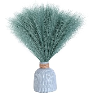 royal sapphire 3 pcs faux pampas grass small fluffyrtificial short pompas fake dried reed branches green