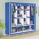 Collapsible Wardrobe 12 Shelves 4 Sides, Armoire Almari Closet Clothes Storage Rack Quick and Easy to Assemble (88170) (165.5 Cm X 42.5 Cm X 166 Cm, Blue)