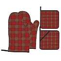 Royal Stewart Tartan Plaid Oven Mitts and Pot Holders Sets 4 Pack