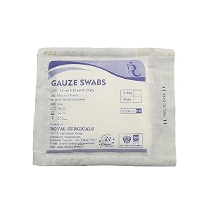 sterile gauze swabs - 5pcs x 5 packs 25 swabs total  10cm x 10cm 12-ply cotton pads for wound care first aid home use