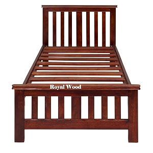 royal wood sheesham wood handicrafts furniture solid sheesham wood bed for bedroom  single bed  65 x 35 feet brown finish solid wood single bed
