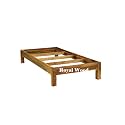 Royal Wood Sheesham Wood Handicrafts Furniture Solid Sheesham Wood Bed Without Back for Bedroom | Single Bed | 6.5 X 3 Feet (Brown Finish Solid Wood Single Bed)