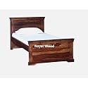 Royal Wood Sheesham Wood Handicrafts Furniture Solid Sheesham Wood Single Bed with Provincial Teak Finish for Bedroom | Single Bed | 6 X 3 Feet (Brown Finish Solid Wood)