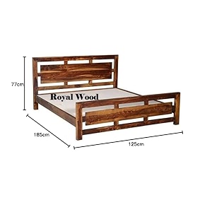 royal wood wood furniture solid sheesham wood bed for bedoom  single bed  6 x 4 feet size normal design palang brown finish solid wood single bed