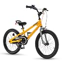 RoyalBaby Freestyle 7 Kids Bike 18 Inch Wheel Dual Handbrakes Bicycle Beginners Boys Girls Ages 5-8 Years, Kickstand and Water Bottle Included, Yellow