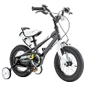 Royalbaby Freestyle Outdoor Children's Bicycle Dual Handbrakes Sporty Kid Bike with Training Wheels and Adjustable Seat, 14 Inch, Black