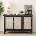 RoyalCraft Black Buffet Sideboard with Storage,Vintage Solid Wood Sideboard