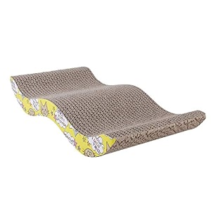royale cat scratcher with a curved wave desi toy for cats print design may vary