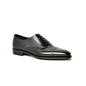 The Royale Peacock Black Leather Toecap Oxford