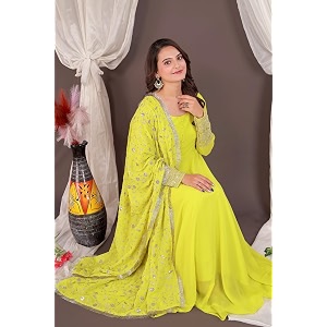 ROYALICA Womens Georgette Gown Set with Solid