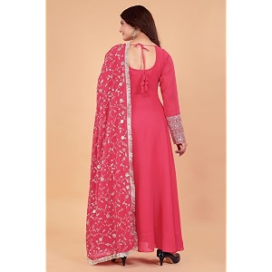 ROYALICA Womens Georgette Gown Set with Solid