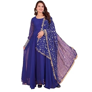 ROYALICA Womens Georgette Gown Set with Solid