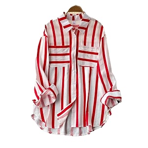 ROYALICA Womens Orange White Striped Cotton