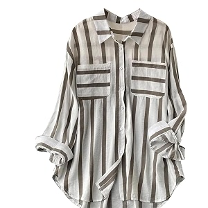 ROYALICA Womens Orange White Striped Cotton