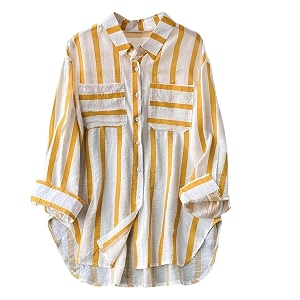 ROYALICA Womens Orange White Striped Cotton