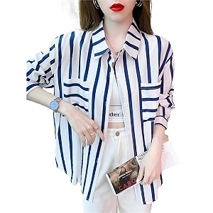 ROYALICA Womens Orange White Striped Cotton