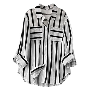 ROYALICA Womens Orange White Striped Cotton