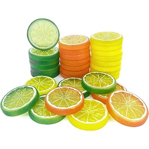royalkart fake lemon slice artificial plastic lime slices simulation lemon decor faux fruit model for party kitchen wedding decoration photo proppack of 30