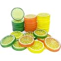 royalkart Fake Lemon Slice Artificial Plastic Lime Slices Simulation Lemon Decor Faux Fruit Model for Party Kitchen Wedding Decoration Photo Prop(Pack of 30)