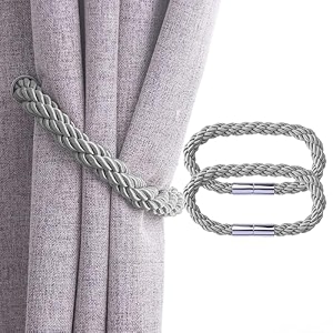 royalkart premium magnetic curtain tiebacksdecorative weave rope curtain holdbacks for home amp office window curtain dark greypack of 2
