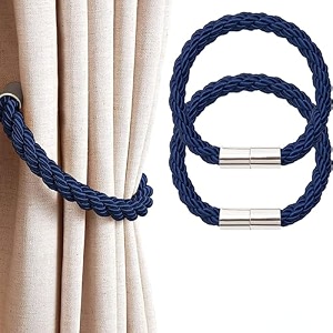 royalkart premium magnetic curtain tiebacksdecorative weave rope curtain holdbacks for home amp office window curtain royal bluepack of 2