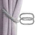 ROYALKART Premium Magnetic Curtain Tiebacks,Decorative Weave Rope Curtain Holdbacks for Home &amp; Office Window Curtain (Dark Grey)(Pack of 2).