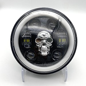 57534 hjg led headlight  skull drl with brilliant whiteamber yellow  light latest 2024 cree led h4 plug  compatible with bajaj avenger rx-100 rx-135 harley