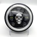 5.75" HJG LED Headlight | Skull DRL with Brilliant White/Amber Yellow | Light Latest 2024 CREE LED H4 Plug | Compatible with Bajaj Avenger, RX-100, RX-135, Harley